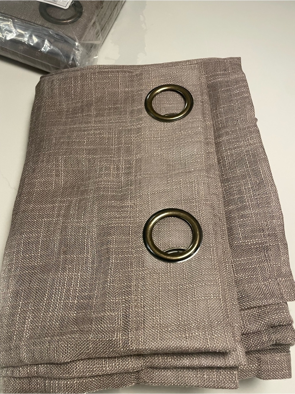 Linen Blend 52x84 Grommet Curtains in Taupe of 2  sets of 2 available